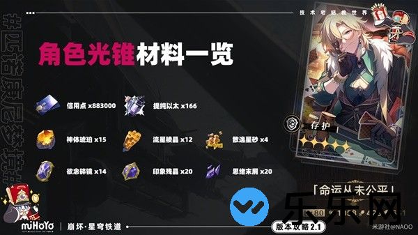 崩坏星穹铁道砂金养成需要哪些材料